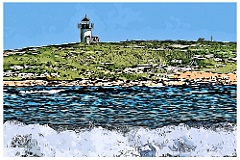 Pond Island Light View from Shore - Digital Paint
